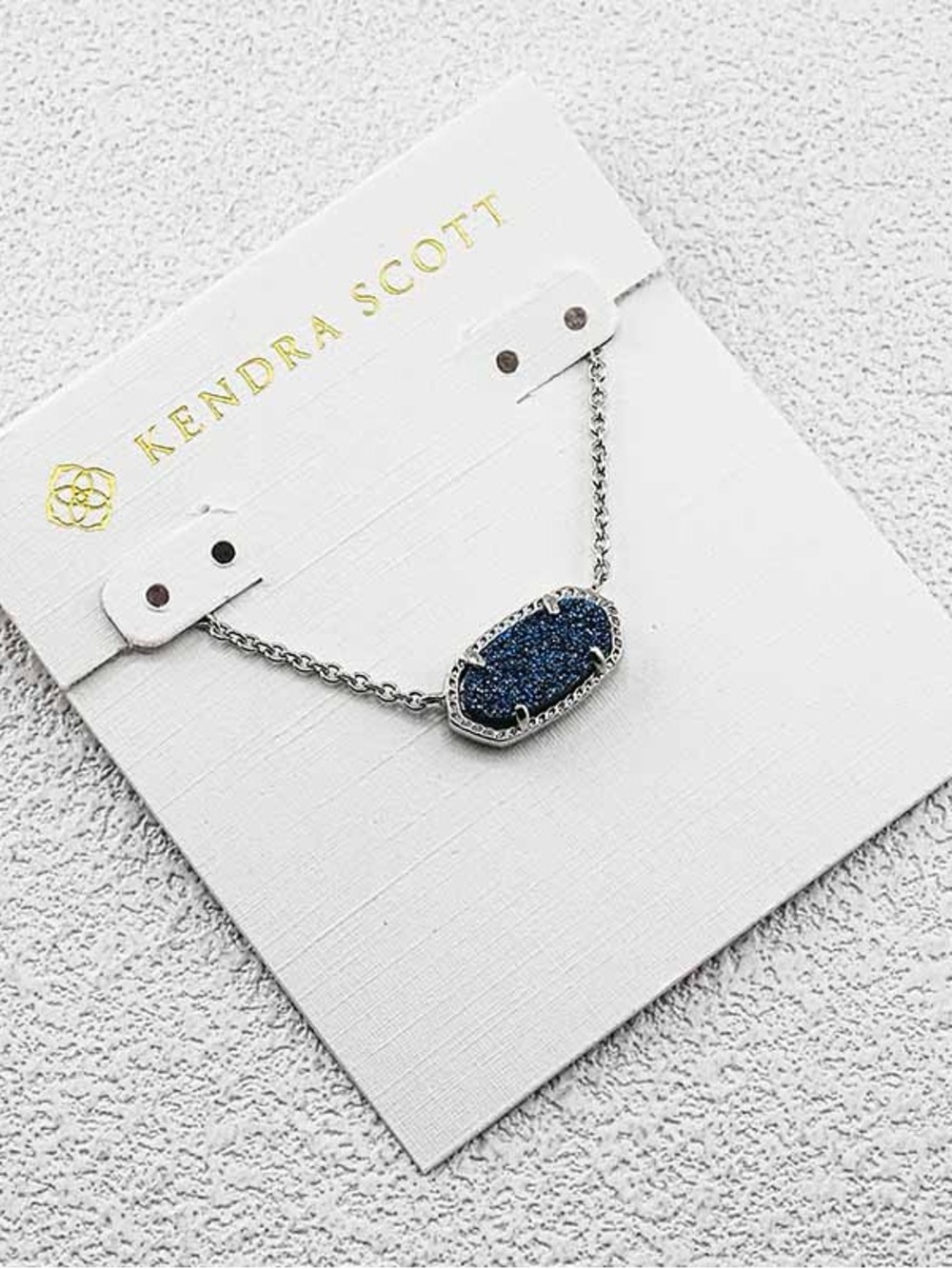 Kendra Scott Navy Drusy Elisa Pendant Necklace